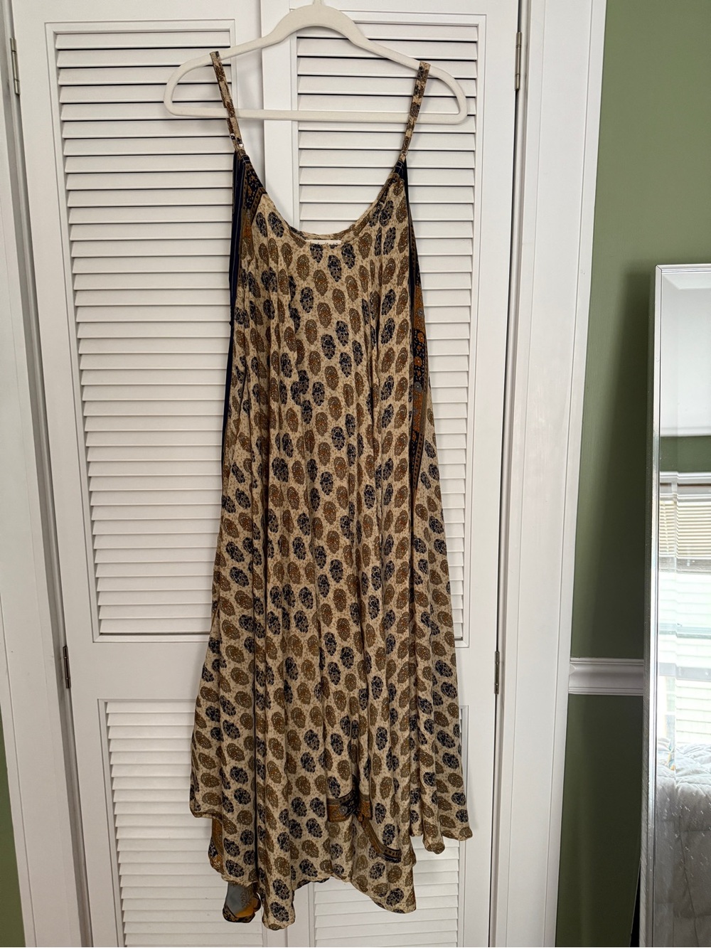 100% Silk Printed Maxi Dress with Spaghetti Straps